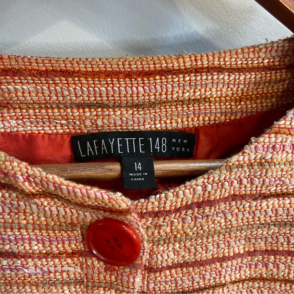 LAFAYETTE 148 Orange Tweed Blazer Size 14 - Picture 6 of 15
